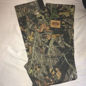 Diamond cut field tested camouflage jeans.